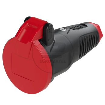 Gniazdo przenośne gumowe 16A 230V IP54 TAURUS2 z klapką pierścień czerwony 2412-srw