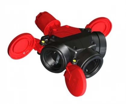 Rozgałęźnik gumowy do przedłużacza 3-gniazda z/u Schuko 10/16A 230V IP44 TAURUS 253622-s