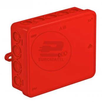 Puszka n/t odgałęźna 125x100x40mm 18 przepustów IP55 A 18 czerwona 2000418