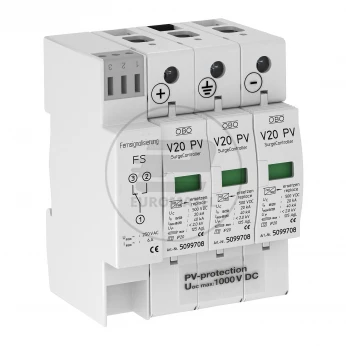 Ogranicznik przepięć PV ze zdalną sygnalizacją 1000V DC C Typ 2 3P 20kA 4kV V20-C 3PHFS-1000 5094574