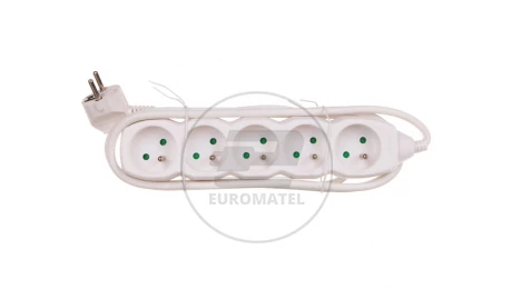 Przedłużacz 5-gniazd z/u 2m /H05VV-F 3G1/ biały P0512