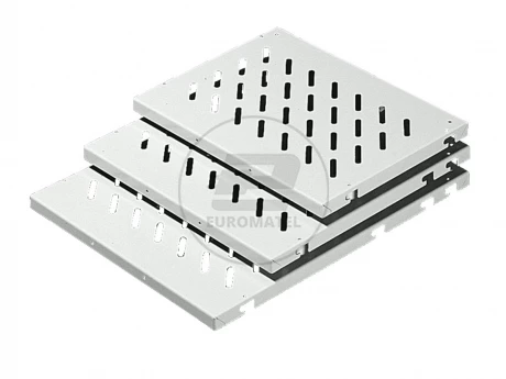 DK Półka urządzeniowa, do mocowania ram, 500 N, SxWxG: 671x29x400 mm, perforowan