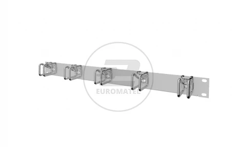 Panel rozrządowy, RAL 7035, 1 U z 5 wieszakami stalowymi 40x50 mm