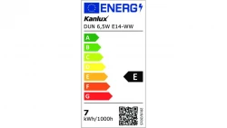 Żarówka Źródło światła LED E14 DUN 6,5W E14-WW 806lm 3000K barwa ciepła 23437