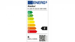 Żarówka Źródło światła LED K LED N GU10 6W-WW 560lm 3000K barwa ciepła 36333