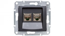 SEDNA Gniazdo komputerowe podwójne RJ45 kat.6 FTP grafitowe SDN5000170
