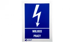 Samoprzylepna tabliczka ostrzegawcza /MIEJSCE PRACY 52X74/ 5EIA/Q1/F