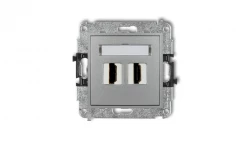 MINI Mechanizm gniazda podwójnego HDMI 2.0 srebrny metalik 7MHDMI-4