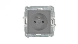 MINI Mechanizm gniazda pojedynczego z uziemieniem 2P+Z (bez przesłon torów prądowych) szary mat 27MGP-1z