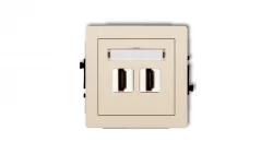DECO Mechanizm gniazda podwójnego HDMI 2.0 beżowy 1DHDMI-4