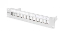 Panel krosowy modularny 10 12x keystone, ekranowany, 1U, szary, prowadnica kabli, pola opisowe DN-91419