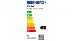 Żarówka LED E27 BILO 4,5W E27-NW 470lm 4000K barwa neutralna 23427