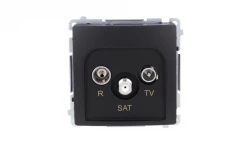 Simon Basic Gniazdo antenowe R-TV-SAT przelotowe (moduł), 1x wejście: 5 MHz–2,4 GHz czarny BMZAR-SAT10/P.01/49