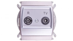 GAZELA Gniazdo antenowe RTV przelotowe 16dB srebro/ tytan GPA-16JP/m/18/23