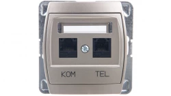 GAZELA Gniazdo teleinformatyczne RJ45 kat.6 + RJ11 MMC satynowe GPKT-J/K6/m/16/16