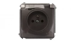 Simon Basic Gniazdo bryzgoszczelne z/u IP44 z klapką dymną stal inox BMGZ1B.01/21a