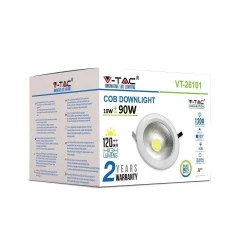 Oprawa 10W LED V-TAC COB Downlight Okrągły A++ 120lm/W VT-26101 4000K 1200lm