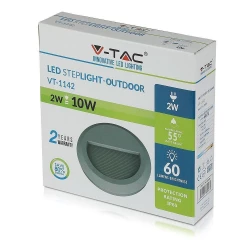 Oprawa Schodowa LED VT-1142 2W 4000K 60lm Okrągły Szary 1318
