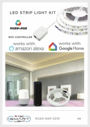 Zestaw LED V-TAC 10W 5050/60 W WiFi Controler IP20 Zestaw kompatybilny z ALEXA i GOOGLE HOME VT-5050 RGBW 1000lm
