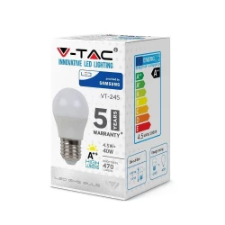 Żarówka LED VT-245 SAMSUNG CHIP 4.5W E27 G45 3000K 470lm A++ 180st. 261
