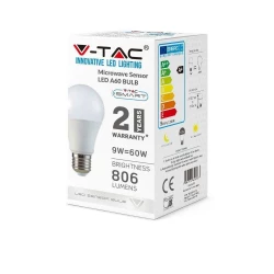 Żarówka LED VT-2219 9W E27 A60 4000K 806lm Microwave Sensor 2761