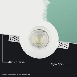 Oprawa Oczko V-TAC GIPS GU10 Okrągła Wpuszczana G-K Biały+Chrom VT-866 5 Lat Gwarancji