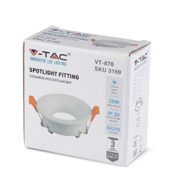Oprawa Oczko V-TAC GU10 Wpuszczana Okrągła Biała VT-876 3 Lata Gwarancji