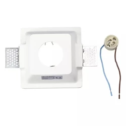 Oprawa Oczko V-TAC GIPS GU10 Wpuszczana Szkło Mrożone Kwadrat 120x120 Biała VT-801