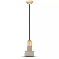 Oprawa Wisząca V-TAC Beton+Drewno Szary fi125mm VT-7125 5 Lat Gwarancji
