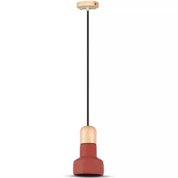 Oprawa Wisząca V-TAC Beton+Drewno Czerwony fi125mm VT-7125 5 Lat Gwarancji