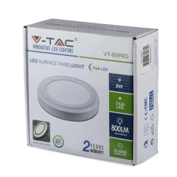 Panel LED Natynkowy V-TAC 8W Okrągły TWIN LED VT-809 4000K 560lm