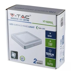 Panel LED Natynkowy V-TAC 15W Kwadrat TWIN LED VT-1509 6000K 1200lm