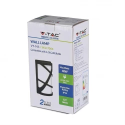 Lampa Ogrodowa Ścienna VT-745 E27 Max. 60W Czarna 7064