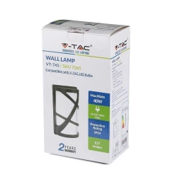 Lampa Ogrodowa Ścienna VT-745 E27 Max. 60W Szara 7065