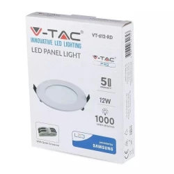 Panel Premium V-TAC 12W LED SAMSUNG CHIP Okrągły 170x12mm VT-612 3000K 1000lm 5 Lat Gwarancji