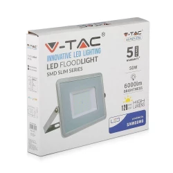 Projektor LED 50W 6000lm 4000K 120lm/W Dioda SAMSUNG Szary IP65 764
