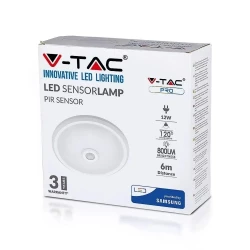 Plafon LED Sufitowy z Czujką Ruchu VT-13 SAMSUNG CHIP 12W 6400K 800lm 809