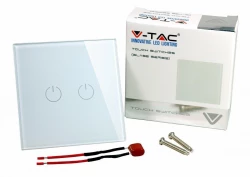 Włącznik Dotykowy Szklany Podwójny Biały V-TAC VT-5112