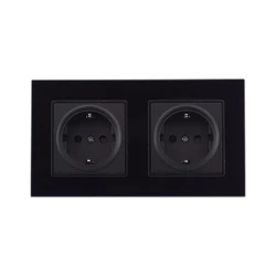 Gniazdo Szklane Podwójne 16A Czarne 158x86mm V-TAC VT-5811