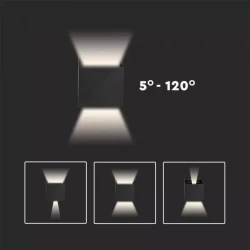 Oprawa elewacyjnaVT-759-12 12W-WALL LAMP WITH BRIDGELUX CHIP COLORCODE:3000k BLACK SQUARE 8529
