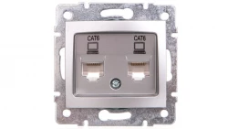 DOMO Gniazdo komputerowe podwójne niezależne 2x RJ45Cat 6 Jack srebrne 011420043 24874
