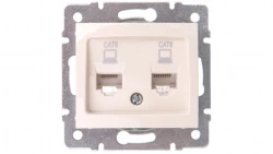 DOMO Gniazdo komputerowe podwójne niezależne 2x RJ45Cat 6 Jack kremowe 011420003 24815