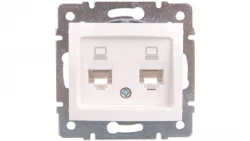 DOMO Gniazdo komputerowe podwójne niezależne 2xRJ45Cat 5e Jack białe 011410002 24755