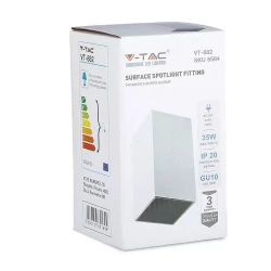 Oprawa Sufitowa V-TAC GU10 Kwadrat Natynkowa Biały+Czarny 74x74x140mm VT-882 3 Lata Gwarancji