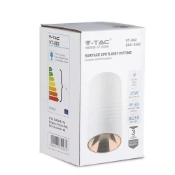 Oprawa Sufitowa V-TAC GU10 Okrągła Natynkowa Tuba Biały+Różowe Złoto 80x140mm VT-882 3 Lata Gwarancji