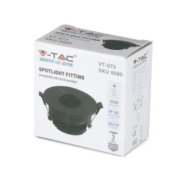 Oprawa Oczko V-TAC GU10 Wpuszczana Czarna Okrągła VT-873 3 Lata Gwarancji