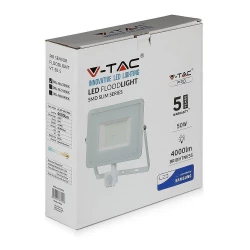 Projektor LED 50W 4000lm 6400K Dioda SAMSUNG z czujnikiem ruchu PIR Biały IP65 468