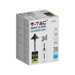 Słupek Ogrodowy V-TAC 7W SAMSUNG CHIP 2w1 Czarny VT-907 6400K 420lm 3 Lata Gwarancji