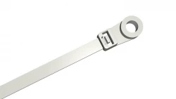 OPASKA ZACISKOWA 150 x 3.6 mm MOCOWANA ŚRUBĄ M4 BIAŁA  (100 szt.)